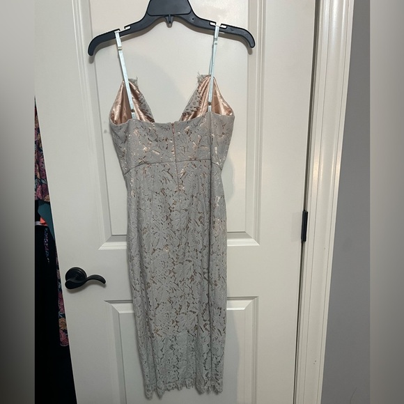 NWT Layered With Love Gray Blue Lace Dress Size Small - Picture 7 of 8